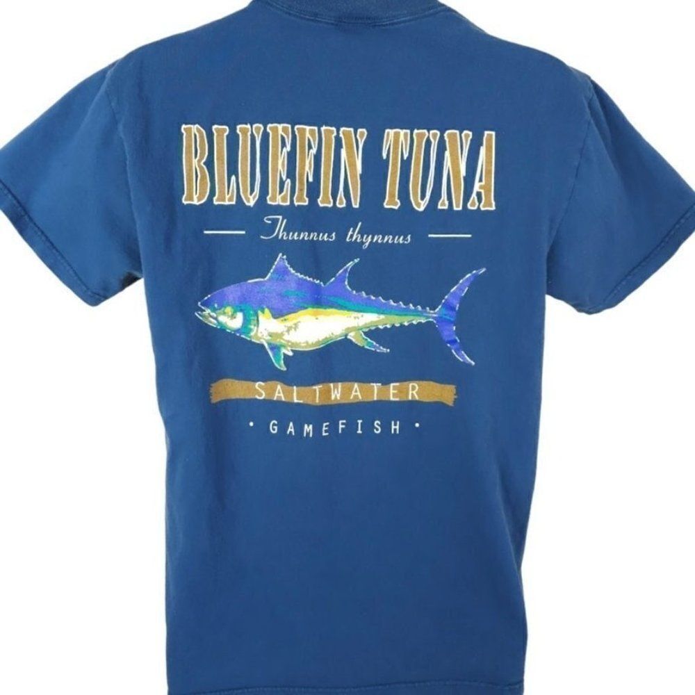 Vintage Sport Fishing T Shirt Mens Size Medium Y2K Bluefin Tuna Salty Dawg